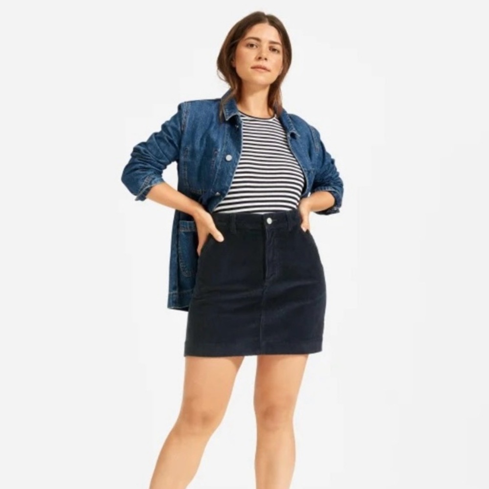 Everlane navy corduroy mini skirt